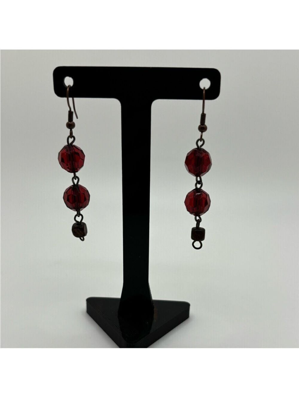Elegant Red Beaded Earrings